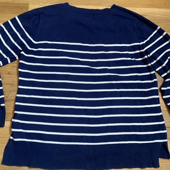 Liz Claiborne Crewneck Long Sleeve Blue & White Striped Knitted Top Women’s XXL - Picture 11 of 11